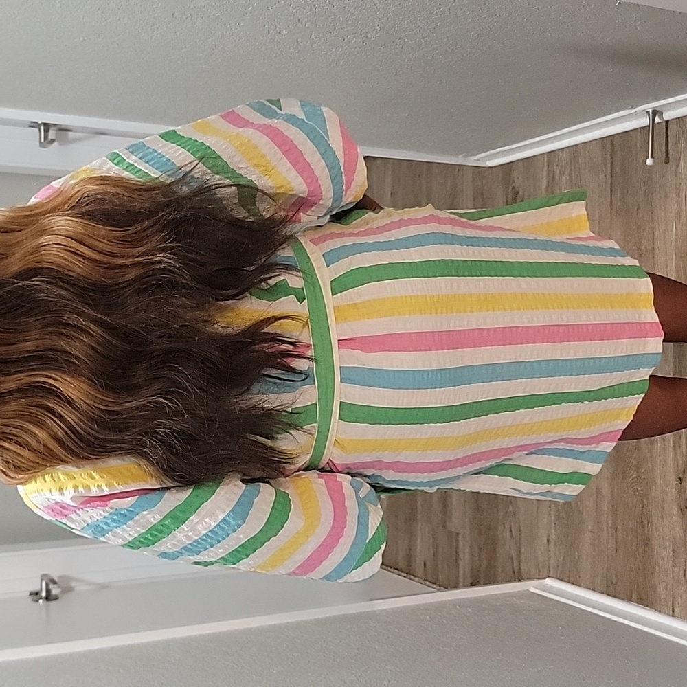 VTG | Vintage Multicolored Striped Kimono Style Robe - Picture 5 of 11